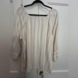 LOFT Plus Soft yellow and Ivory Blouse.